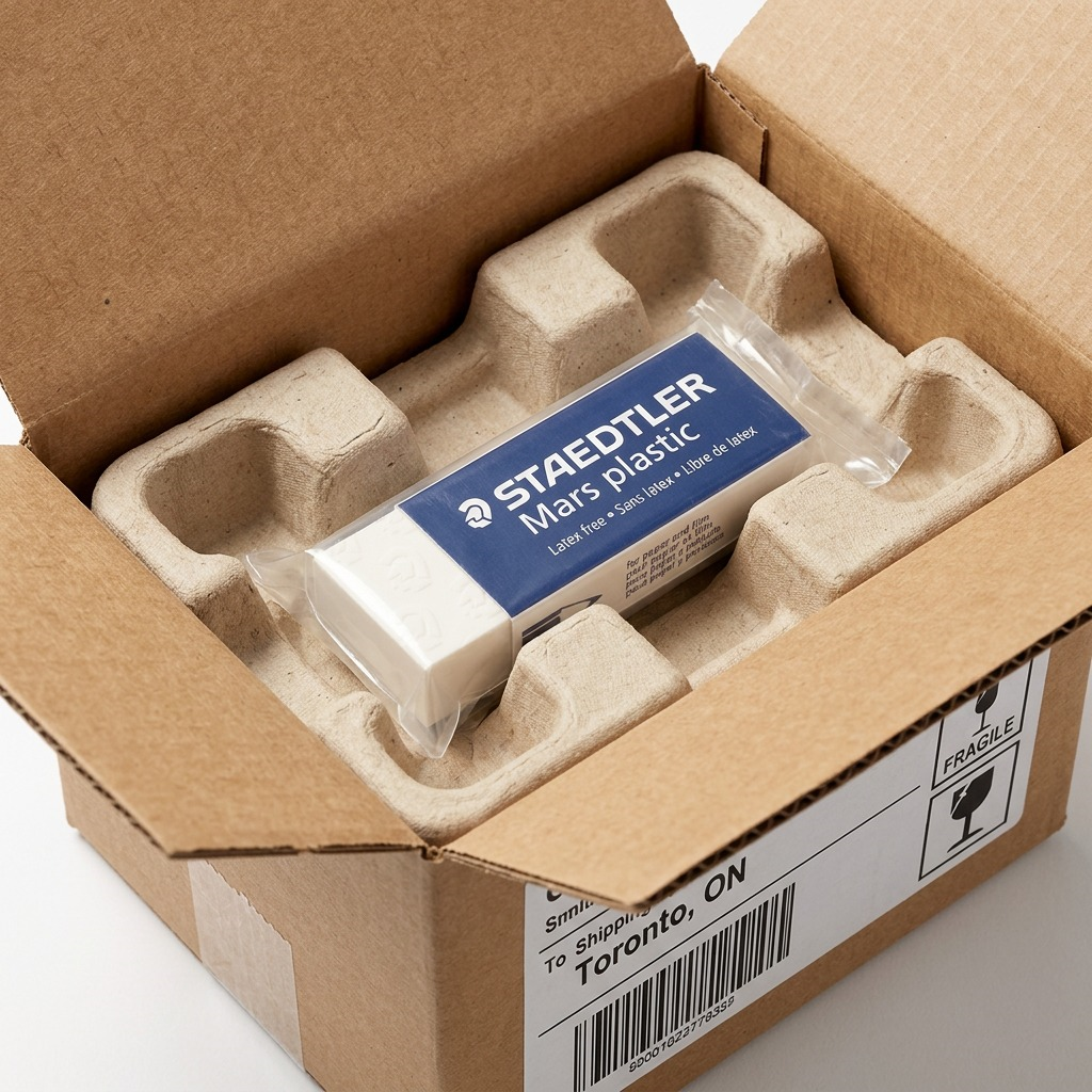 STAEDTLER Mars plastic – Gomme à effacer blanche, réf. 526-50-UP-04PE — vue de l’emballage