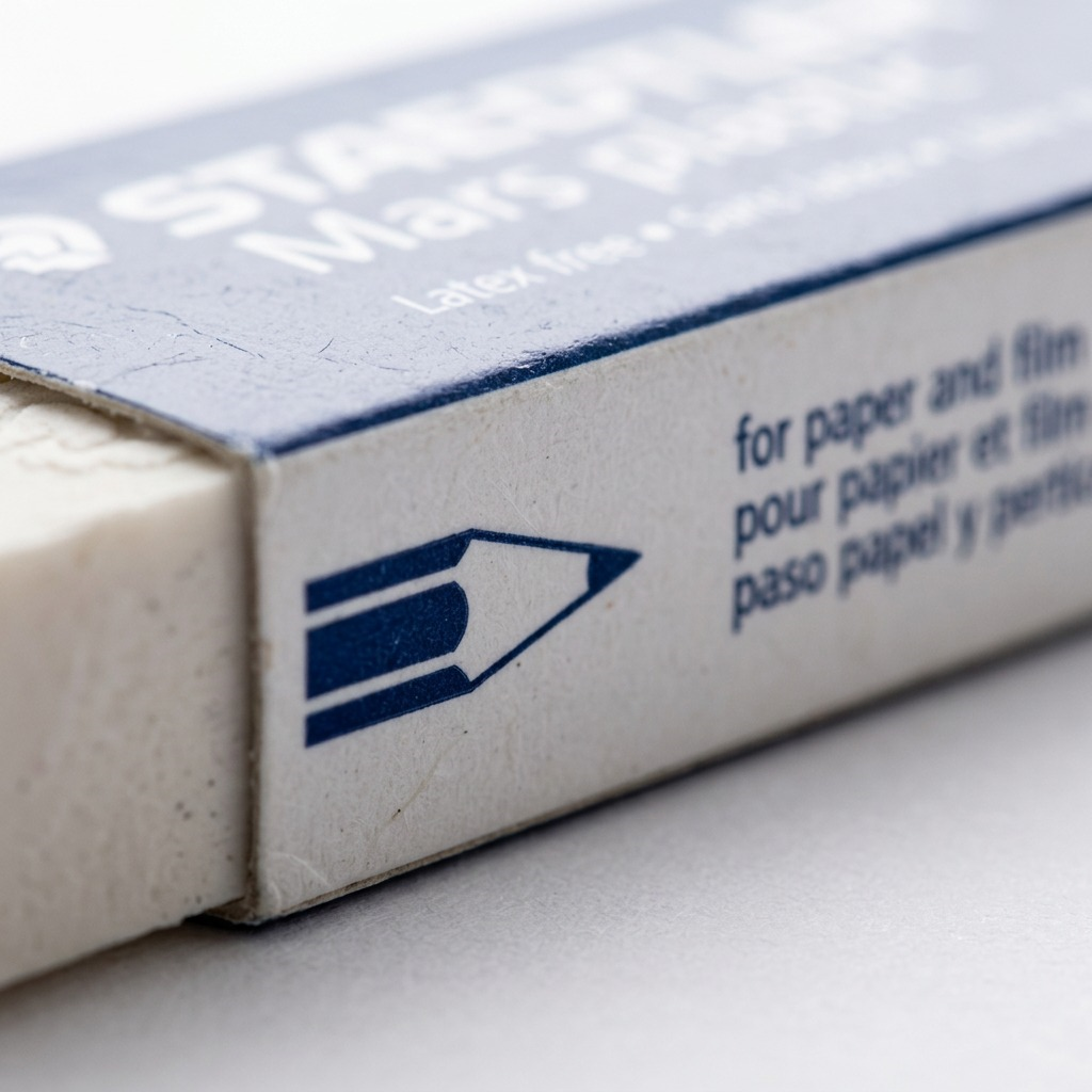 STAEDTLER Mars plastic – Gomme à effacer blanche, réf. 526-50-UP-04PE — vue rapprochée des détails