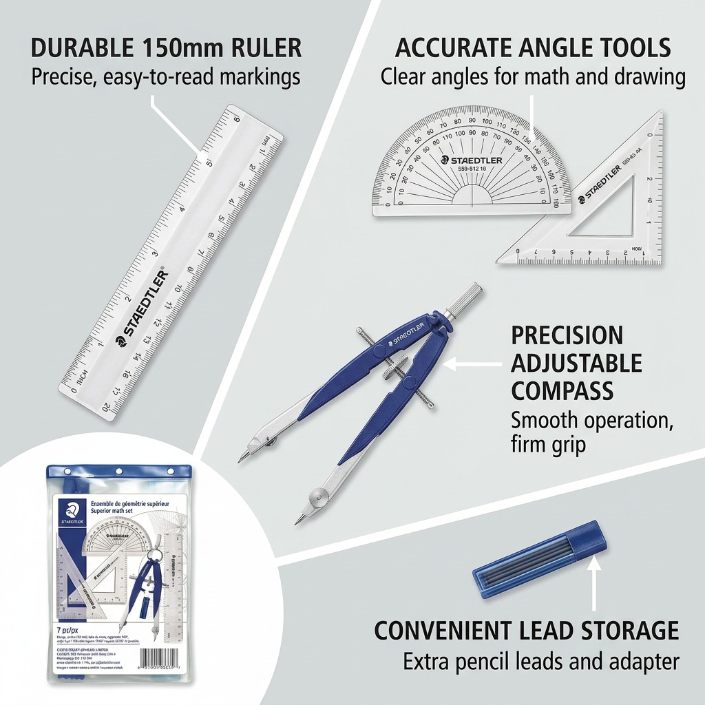 STAEDTLER – Lot de géométrie de poche, 5 pièces, réf. 559-83-MTL02NA — vue 6