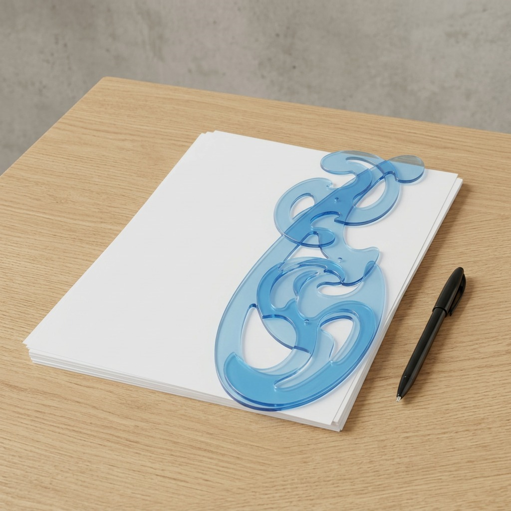 A high-resolution product shot of the three blue translucent STAEDTLER Mars French curves from image_0.png, without packaging, arranged neatly on a pure white background with a subtle shadow.