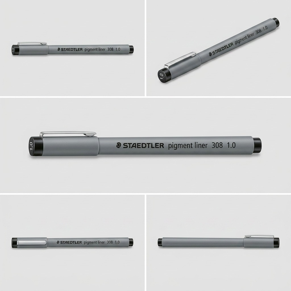 STAEDTLER Pigment Liner – Fineliner noir 1,0 mm, réf. 308-10-9-35 — vue du produit sur fond clair