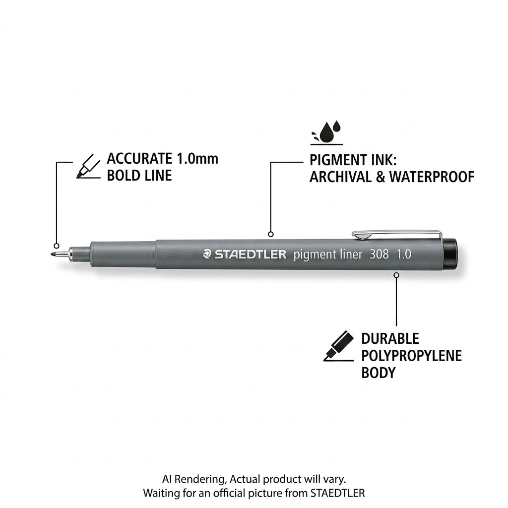 STAEDTLER Pigment Liner – Fineliner noir 1,0 mm, réf. 308-10-9-35 — vue du produit 6