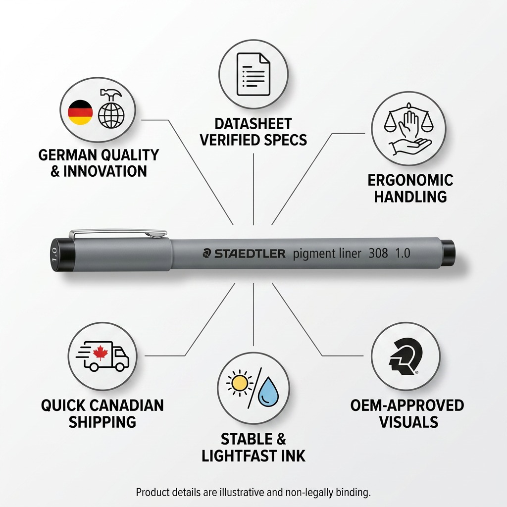 STAEDTLER Pigment Liner – Fineliner noir 1,0 mm, réf. 308-10-9-35 — vue du produit 8