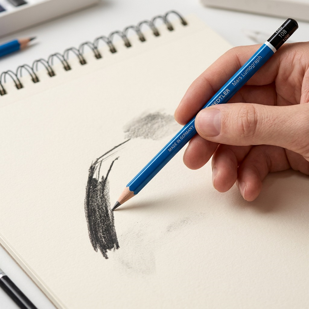 STAEDTLER Mars Lumograph – Crayon graphite 10B, réf. 100-10B-35 — gros plan des détails