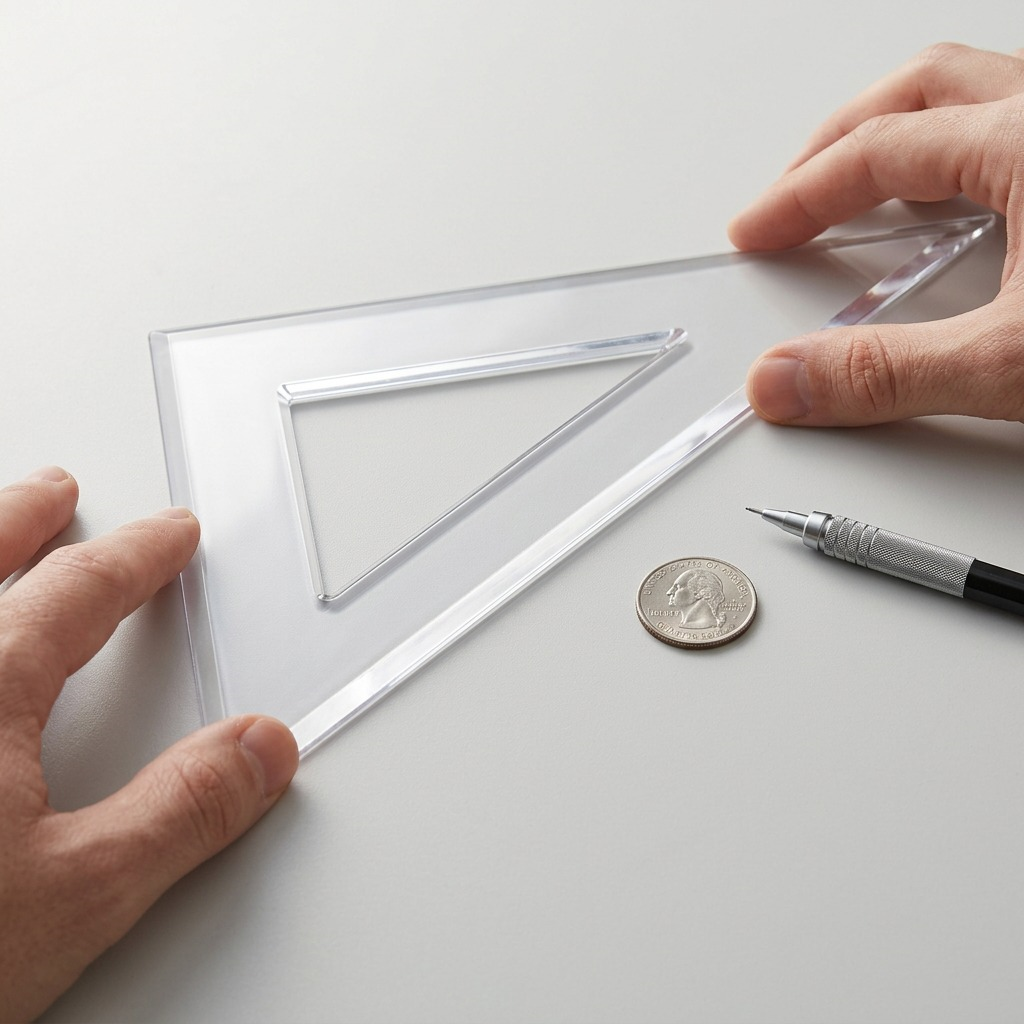 A centered, high-resolution product photograph of the clear 12-inch Staedtler 30/60 degree set square on a pure white background.
