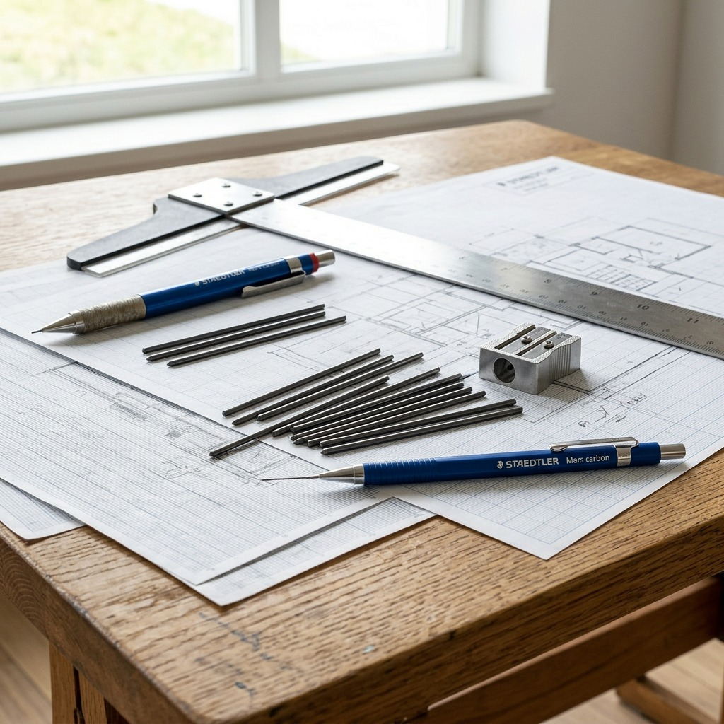 STAEDTLER Mars Carbon – 12 mines 4B, réf. 200-4B-03 — gros plan des détails