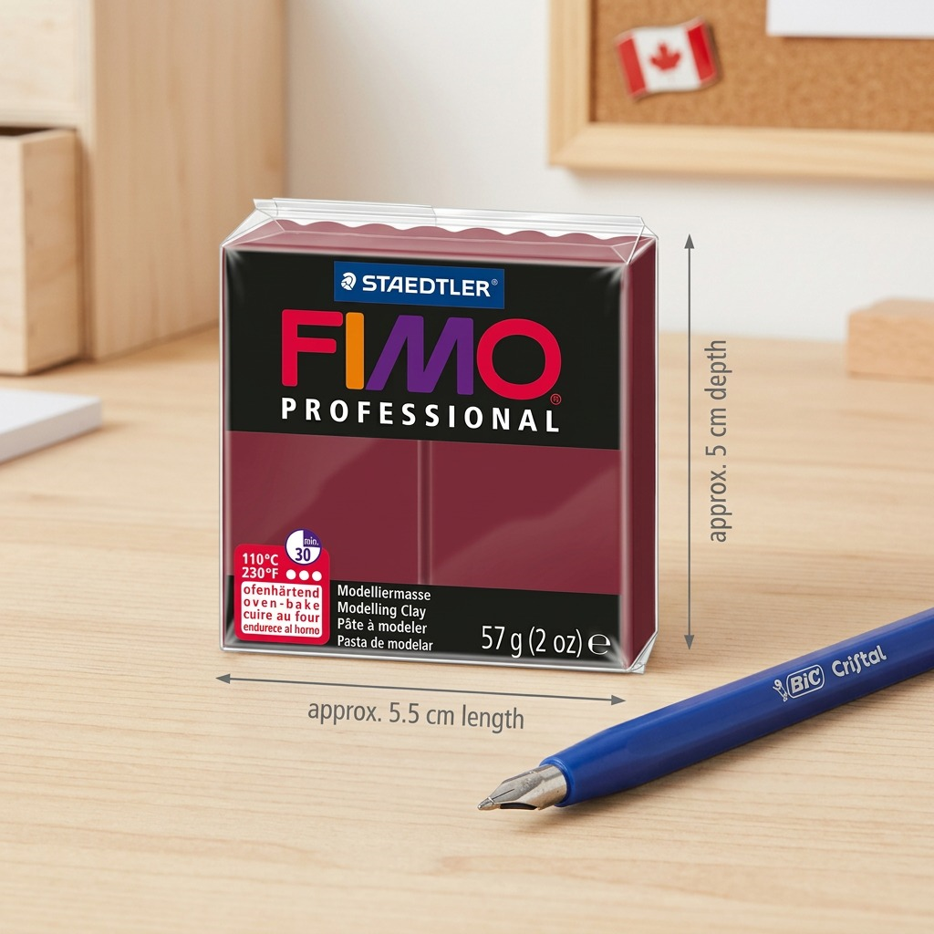 A pure high-resolution hero shot of STAEDTLER FIMO Professional Bordeaux 57g modeling clay.