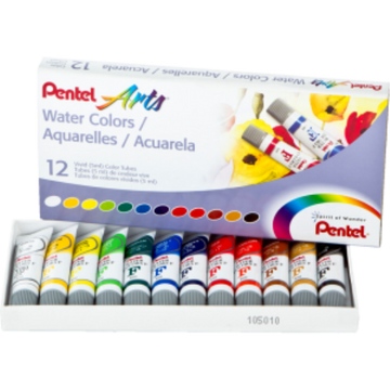 Pentel Arts Water Colours Assorted Colors, 12 Color Pack