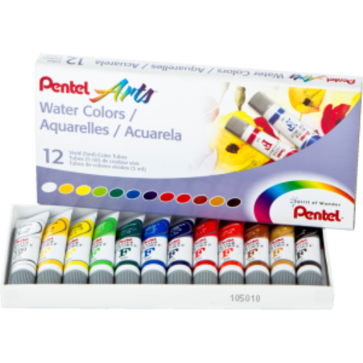 Pentel Arts Water Colours Assorted Colors, 12 Color Pack