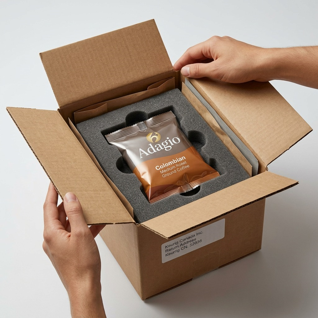 Adagio – Café colombien moulu, torréfaction moyenne, 70,8 g (2,5 oz) (86-60928) — vue de l’emballage, réf. 86-60928