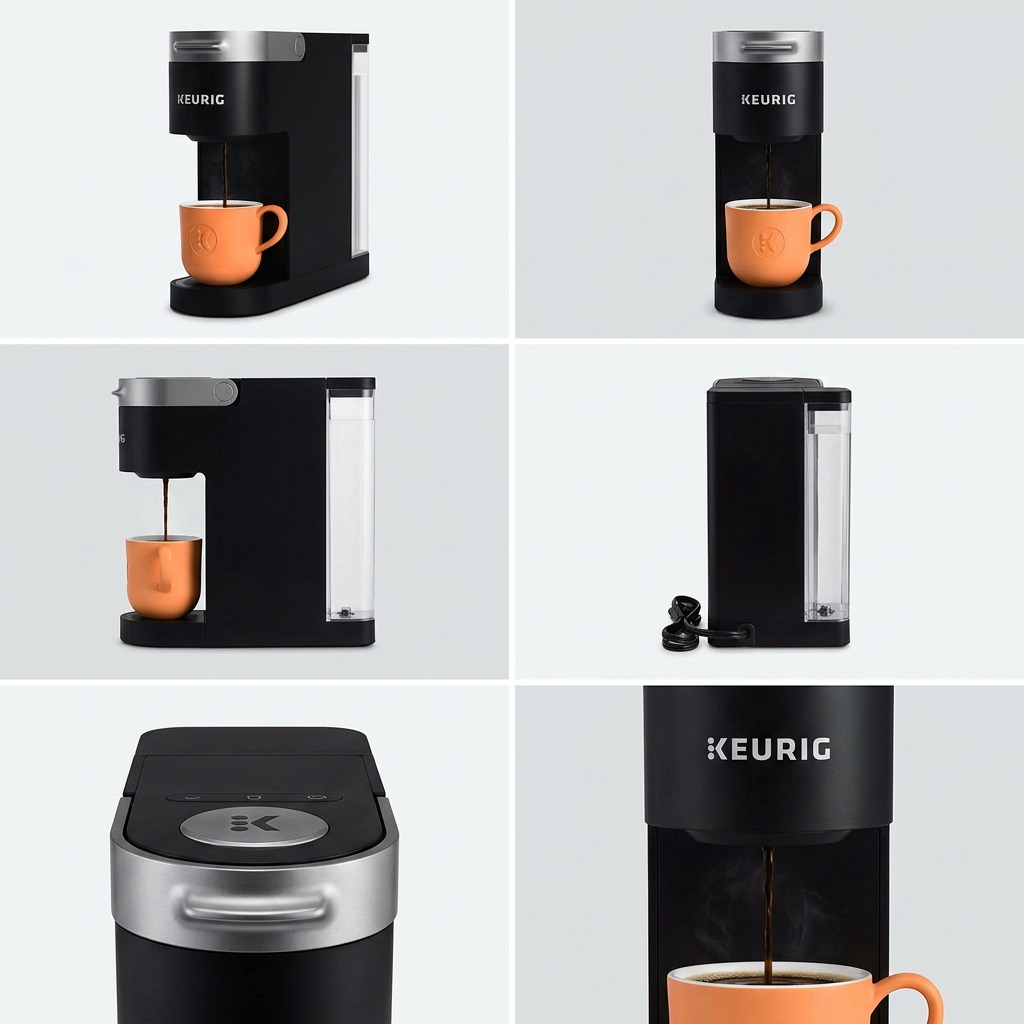 Keurig K-Slim MultiStream – Cafetière individuelle noire, réservoir 46 oz (50-51516) — illustration des caractéristiques, réf. 50-51516