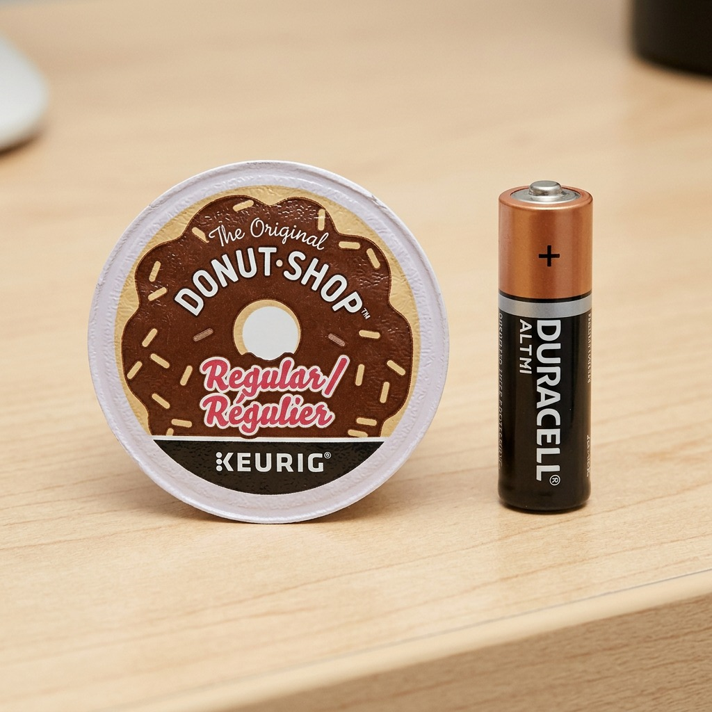 A pure, high-resolution hero shot of a single K-Cup coffee pod, showcasing its top foil, brown chocolate-frosted graphic with white sprinkles, key text, and black Keurig bar.