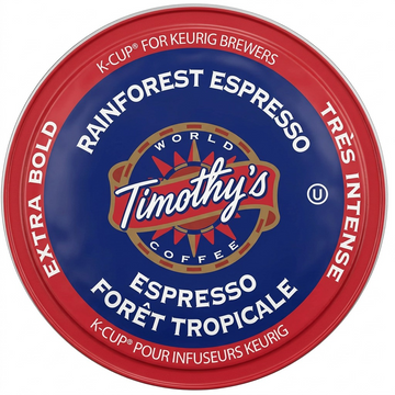 Timothy’s Rainforest Espresso – Café extra corsé, 24 capsules K-Cup (96-06766) — vue principale, réf. 96-06766
