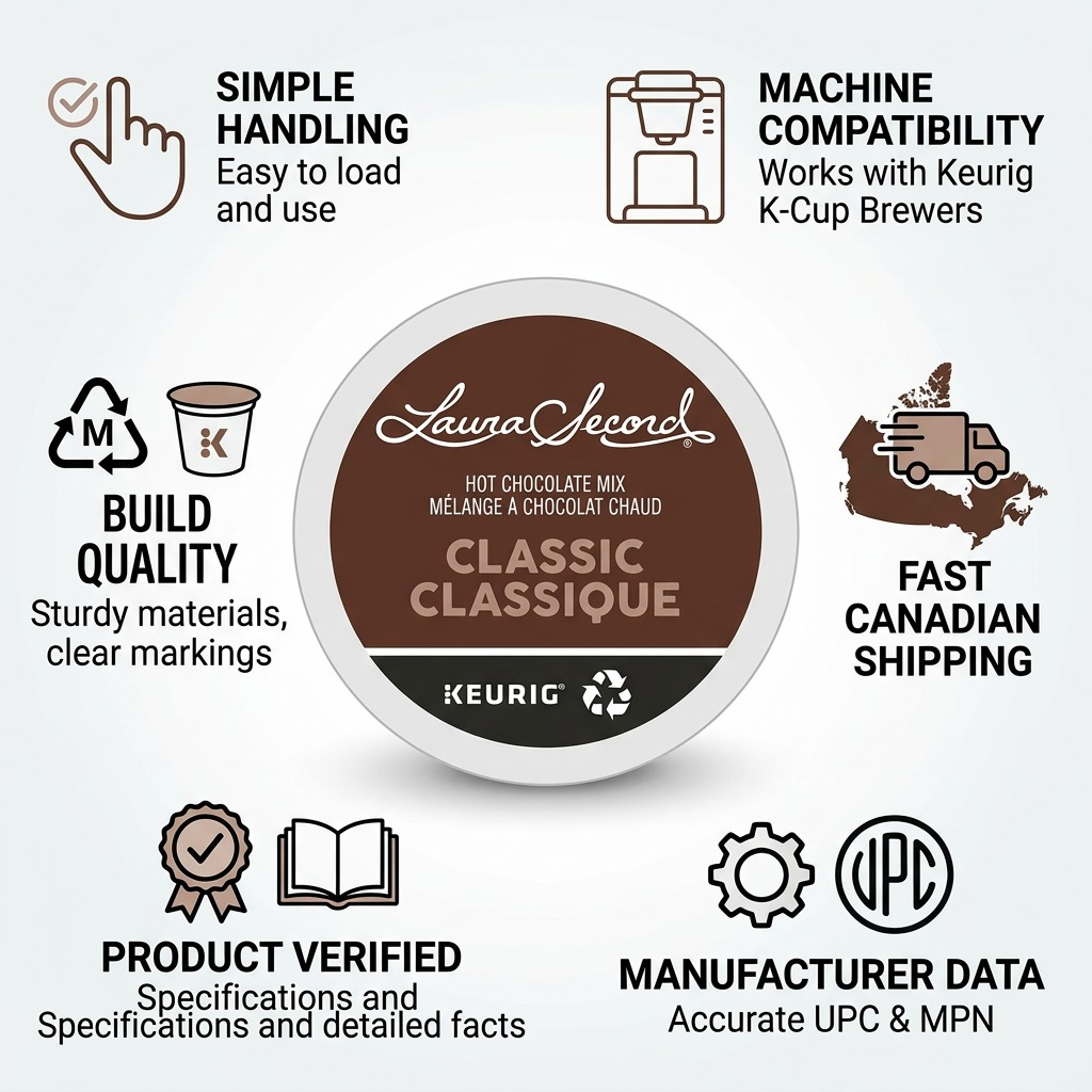Laura Secord – Chocolat chaud, 24 capsules K-Cup (77-21917) — illustration des caractéristiques, réf. 77-21917