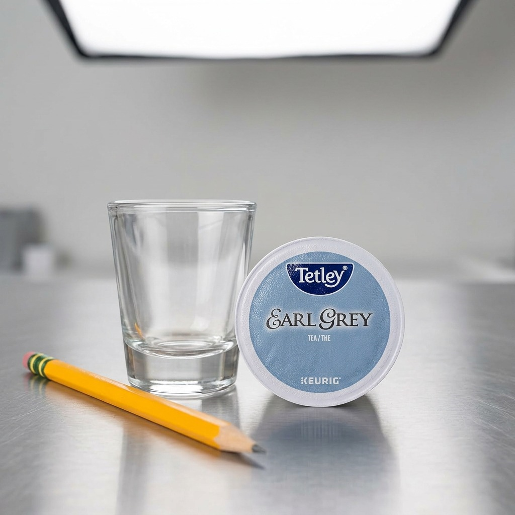 High-resolution hero shot of a Tetley Earl Grey K-Cup pod with crisp details.