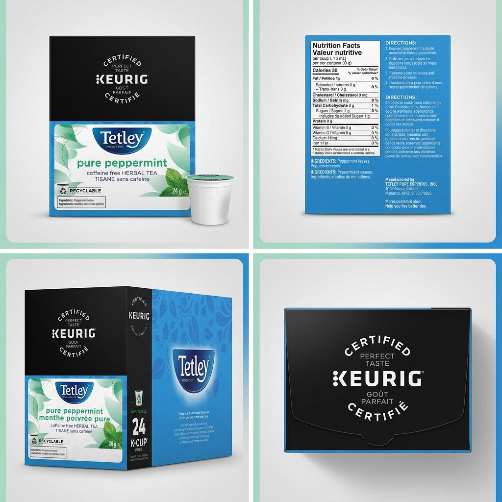 Tetley Pure Peppermint – Tisane à la menthe poivrée, 24 capsules K-Cup (81-12817) — illustration des caractéristiques, réf. 81-12817