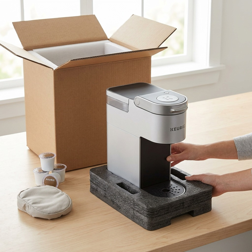 Keurig K-Suite Gen 2 – Cafetière commerciale compacte pour chambre d’hôtel (50-38139) — vue de l’emballage, réf. 50-38139