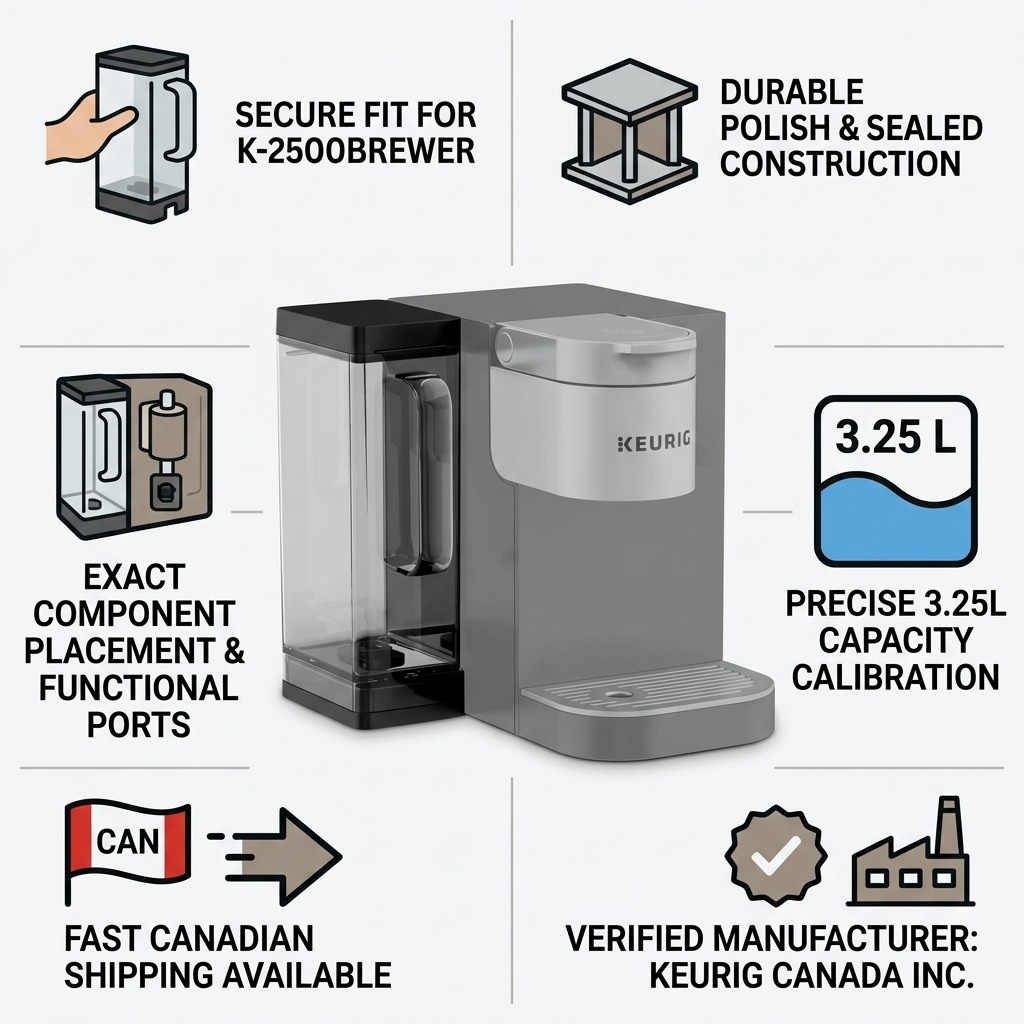 Keurig K-2500 – Réservoir d’eau optionnel 3,25 L / 110 oz (76-38571) — gros plan des détails, réf. 76-38571