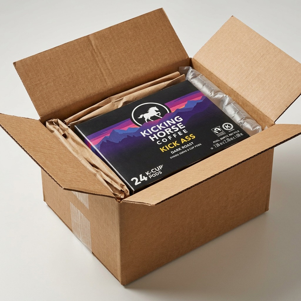 Kicking Horse Coffee Kick Ass – Café biologique et équitable, 24 capsules K-Cup (63-60938) — vue de l’emballage, réf. 63-60938