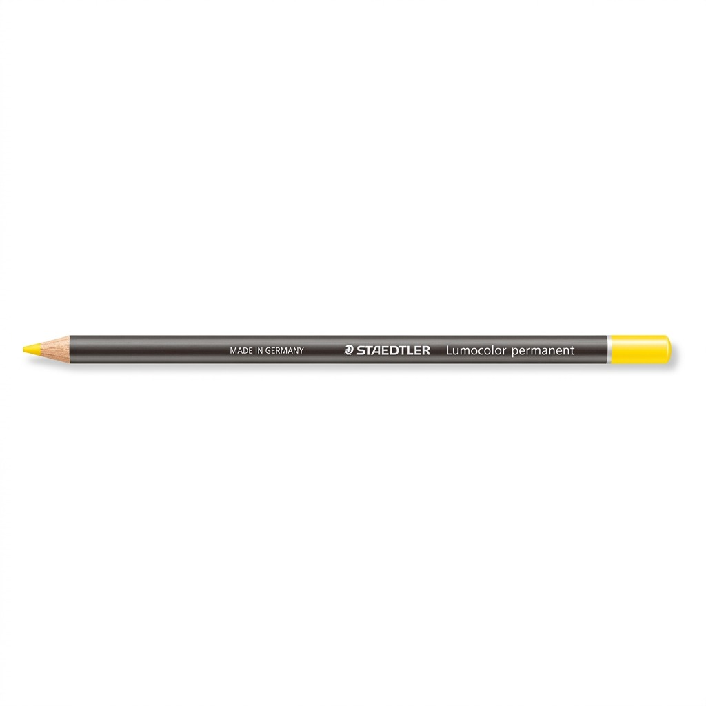 STAEDTLER Lumocolor glasochrom – Marqueur sec permanent jaune, réf. 108-20-1 — vue du produit sur fond clair