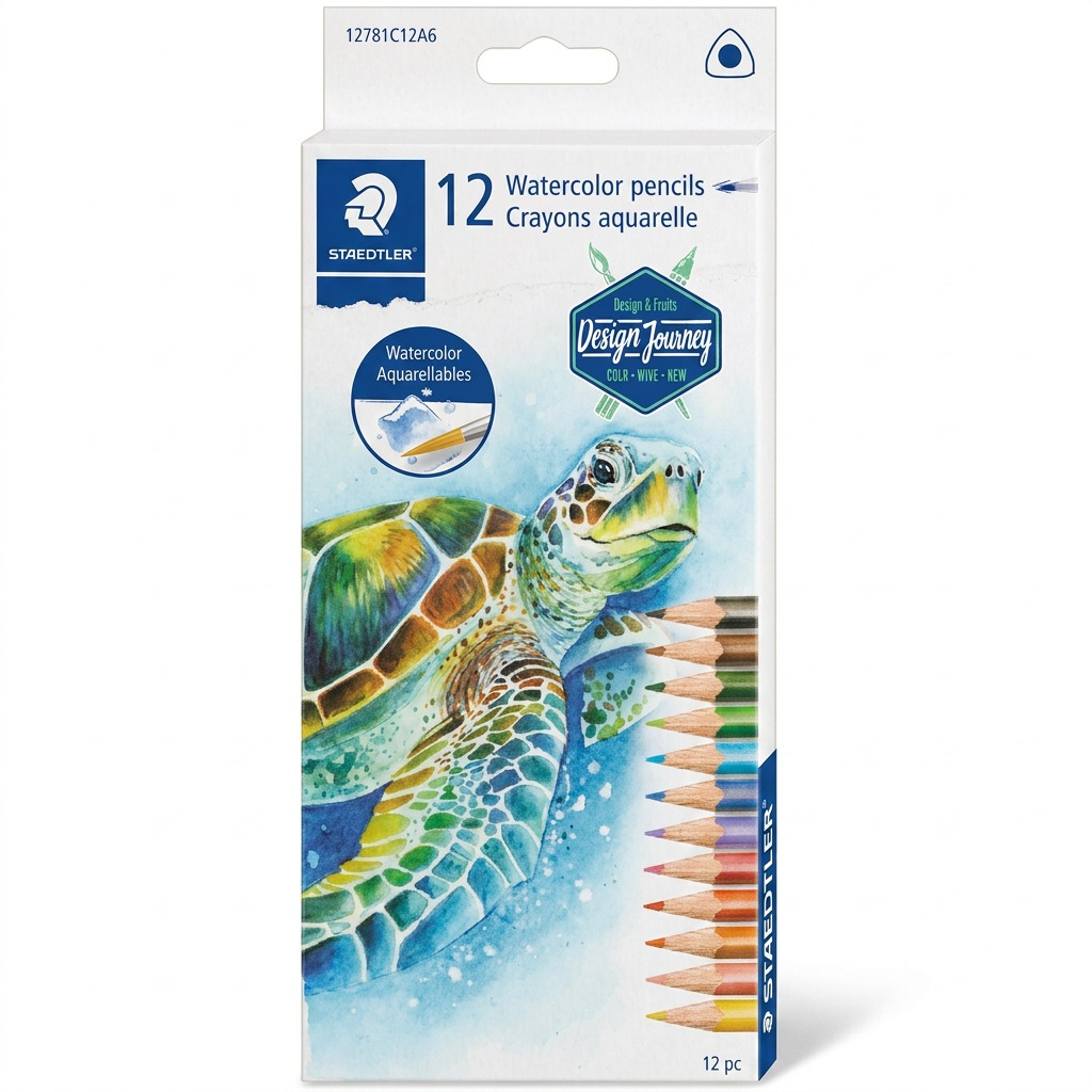 STAEDTLER 12 crayons aquarellables, 3 mm, réf. 12781C12A6 — présentation de l’ensemble et de son emballage