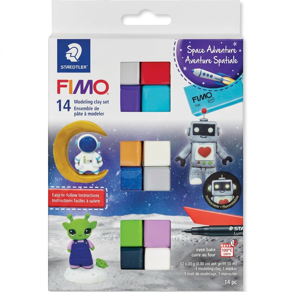 FIMO Soft Galaxy (Galaxie) – Coffret 12 couleurs avec marqueur et outil de modelage, réf. 8023-C14-G — vue de détail