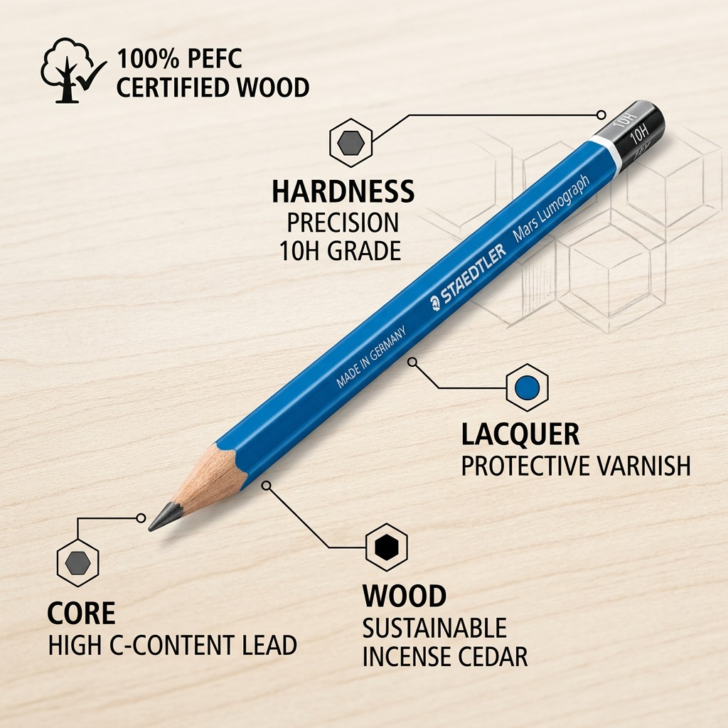 STAEDTLER Mars Lumograph – Crayon graphite 10H, réf. 100-10H-35 — vue du produit 6