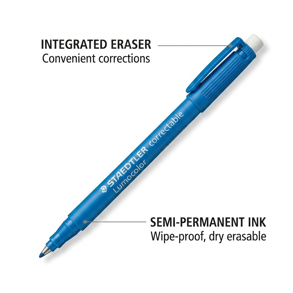 STAEDTLER Lumocolor – Marqueur bleu tableau blanc, pointe moyenne, réf. 305-M-3-03 — vue du produit sur fond clair