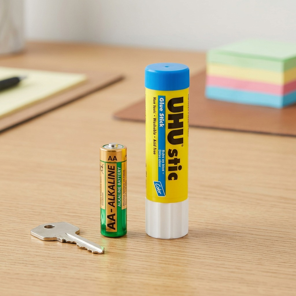A high-resolution, centered image of a single 21g UHU stic Magic Blue glue stick against a pure white background. The product's yellow tube, blue cap, and white base are in a sharp, realistic focus with clean, natural lighting and a subtle shadow. The UHU stic logo and product details are clearly.
