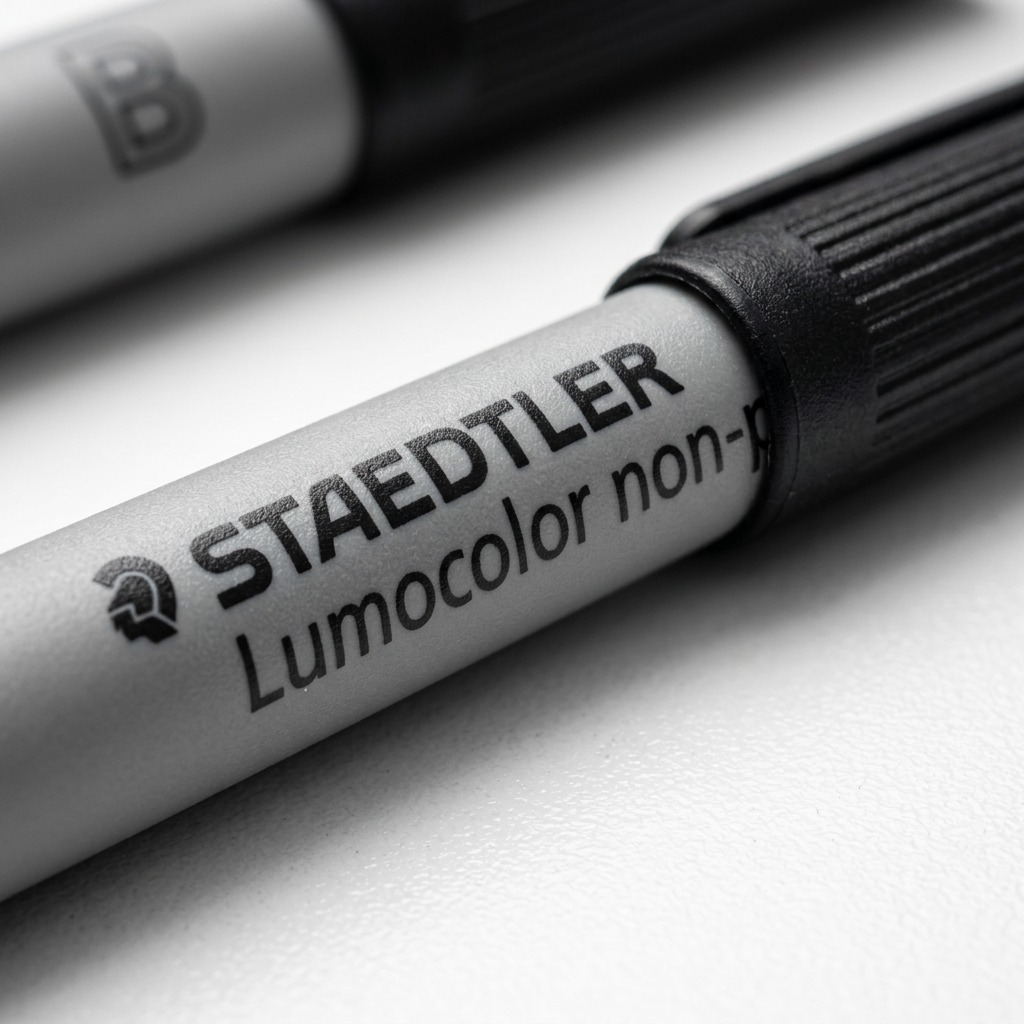 STAEDTLER Lumocolor – Marqueur noir non permanent biseauté, réf. 312-9-10 — gros plan des détails