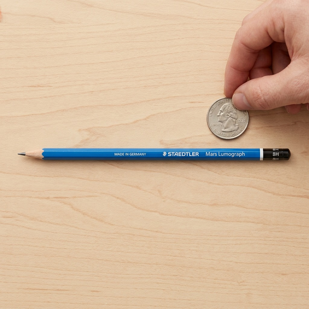 A clean, high-resolution hero image of a single STAEDTLER Mars Lumograph 8H pencil, centered vertically on a pure white background, with all details and markings clearly visible.