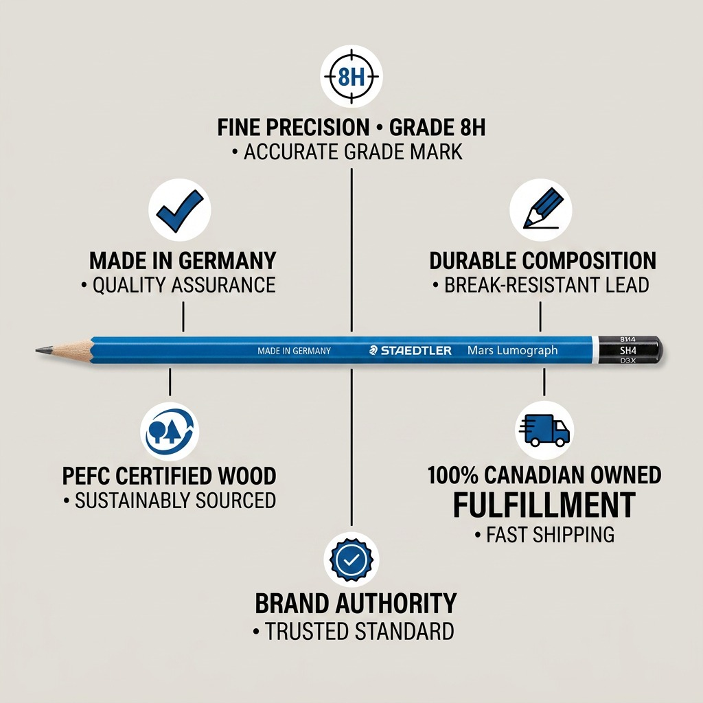 STAEDTLER Mars Lumograph – Crayon graphite 8H, réf. 100-8H-35 — vue du produit 8