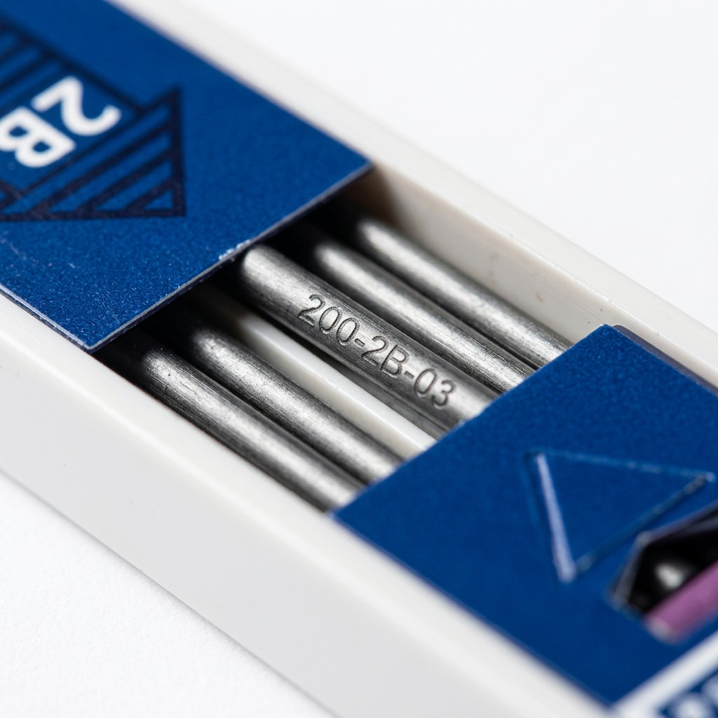 STAEDTLER Mars Lumograph – Étui de 12 mines 2 mm 2B, réf. 200-2B-03 — gros plan des détails