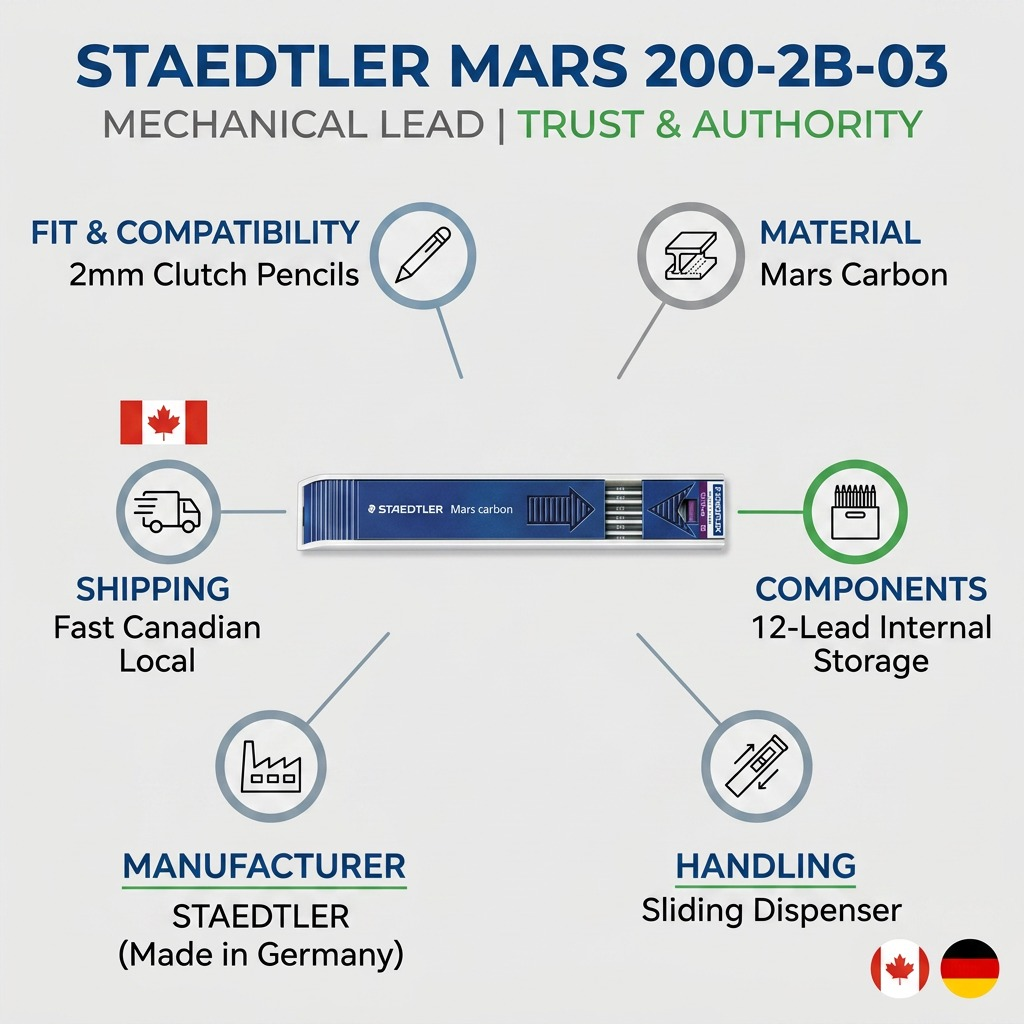 STAEDTLER Mars Lumograph – Étui de 12 mines 2 mm 2B, réf. 200-2B-03 — vue du produit 8