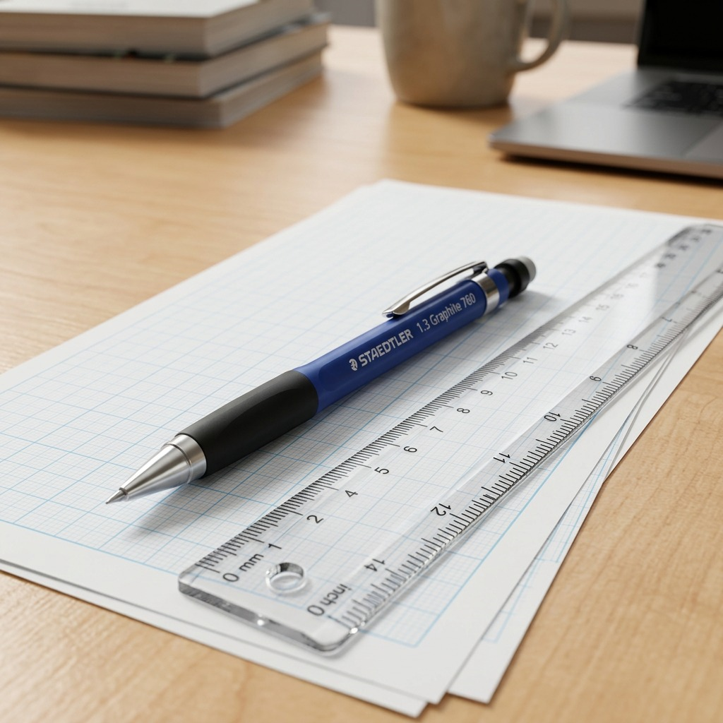 Pure white background, high-resolution hero shot of STAEDTLER Graph-ex 760-13 mechanical pencil.