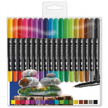 STAEDTLER 18 marqueurs permanents double pointe, réf. 3187-TB18-02 — vue du produit sur fond clair