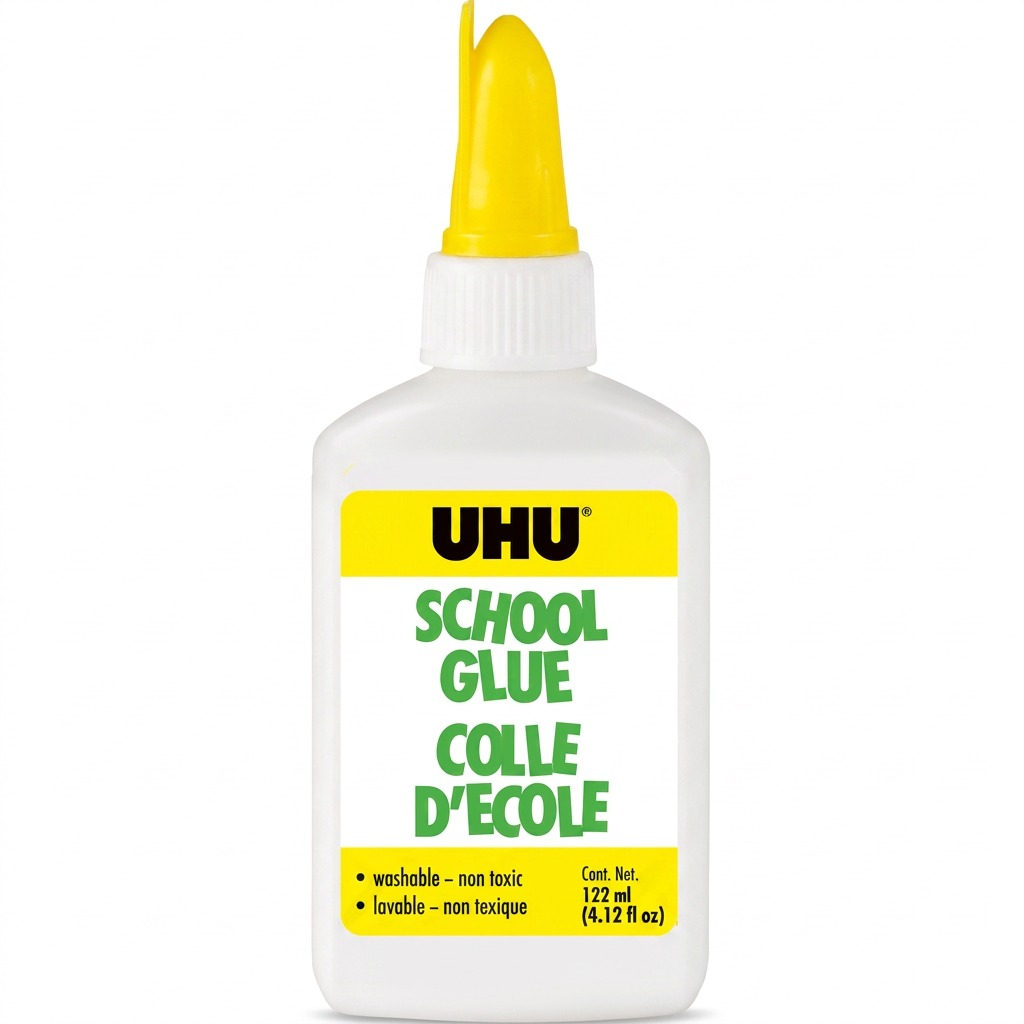 UHU – Colle scolaire 122 ml (4,12 oz), réf. 9U-7000732 — vue sur fond clair
