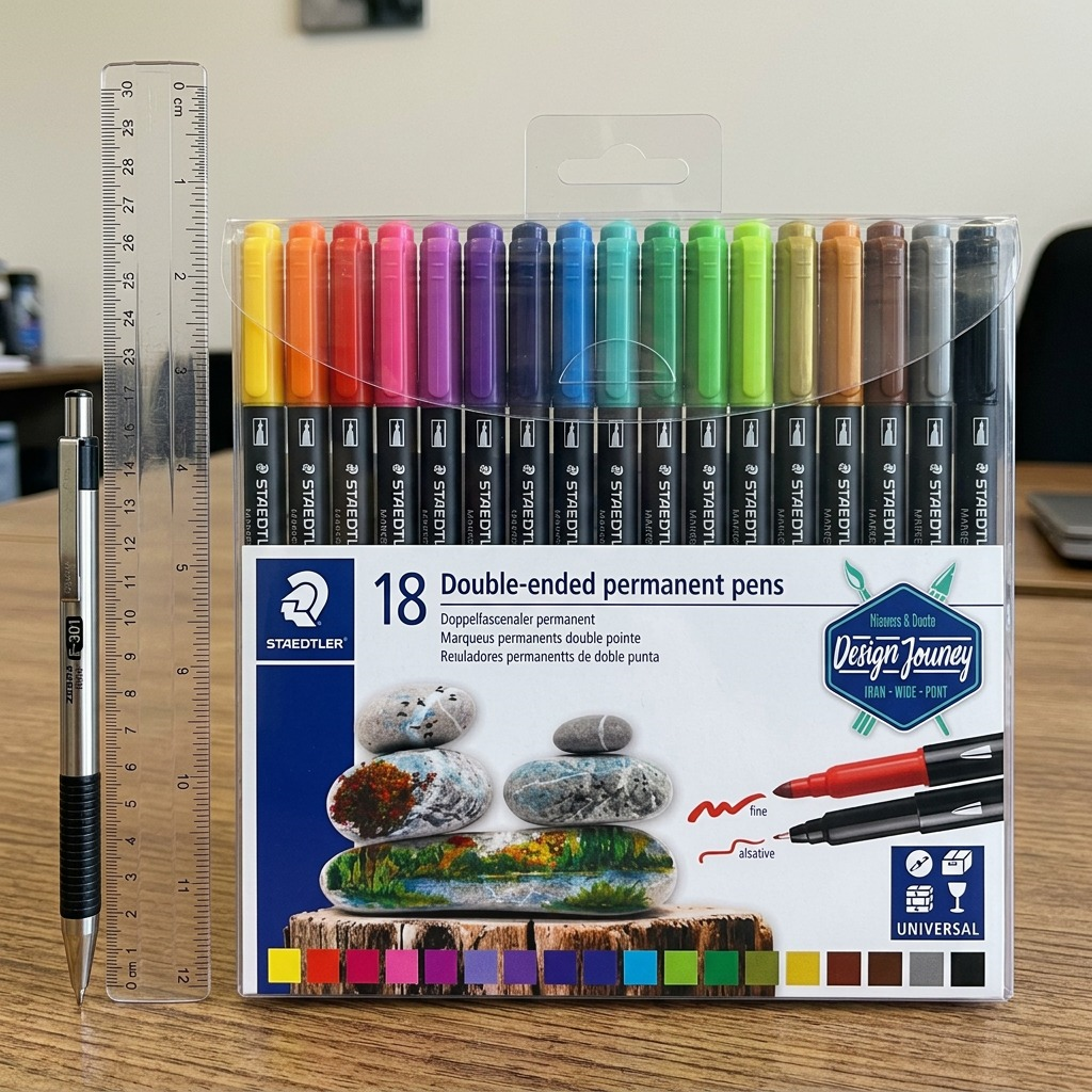 Hero shot: set of 18 STAEDTLER double-ended permanent pens.