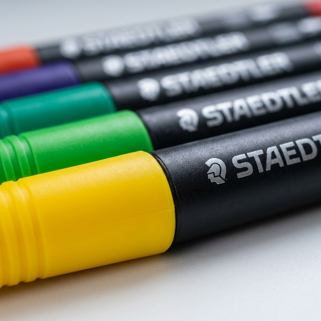 STAEDTLER 18 marqueurs permanents double pointe, réf. 3187-TB18-02 — gros plan des détails