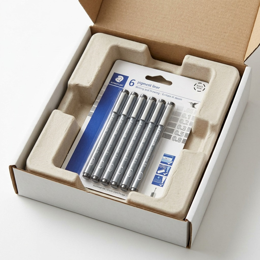 STAEDTLER Pigment Liner – 6 fineliners noirs à pointes assorties, réf. 308-9SBK6 — vue du produit 7
