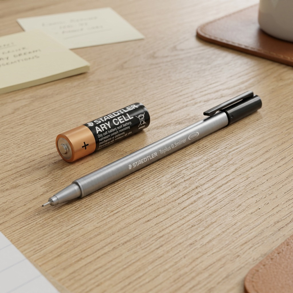 Canonical hero shot of the STAEDTLER Triplus 334-9-A7 fineliner, 0.3mm black ink, on a pure white background.