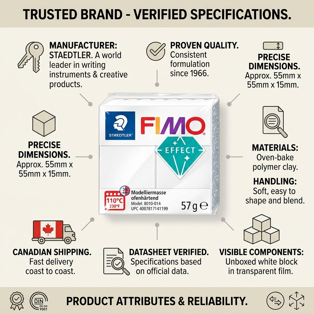 FIMO Effect – Pâte translucide 57 g, réf. 8010-014 — caractéristiques illustrées