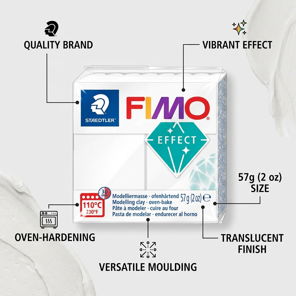 FIMO Effect – Pâte translucide 57 g, réf. 8010-014 — caractéristiques illustrées