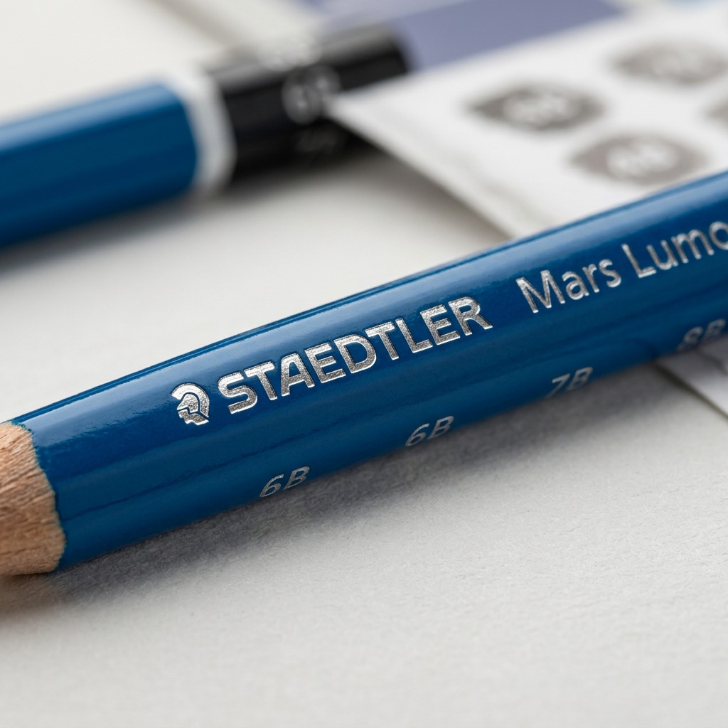 STAEDTLER Mars Lumograph – 6 crayons graphite, réf. 100-G6-12 — gros plan des détails