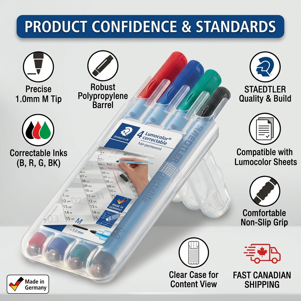 STAEDTLER Lumocolor – 4 marqueurs moyens tableau blanc, réf. 305M-WP4-102 — vue du produit 5