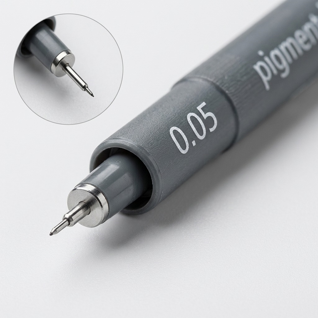 STAEDTLER Pigment Liner – Fineliner noir 0,05 mm, réf. 308-0059M — gros plan des détails
