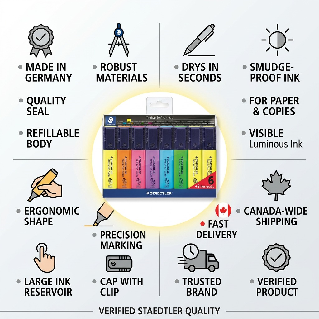 STAEDTLER Textsurfer classic – Ensemble promotionnel de 8 surligneurs (6 + 2), référence 364-A-WP8-03 — vue 8