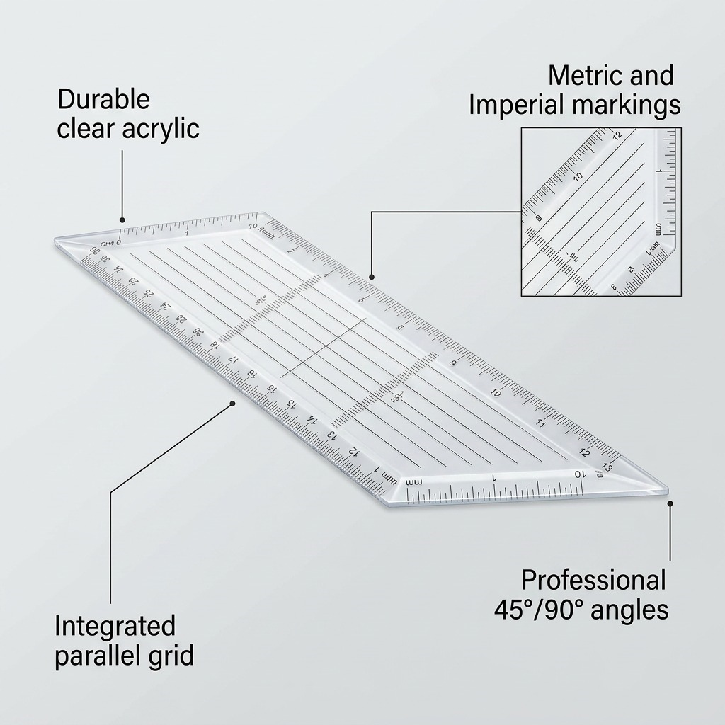 STAEDTLER – Équerre transparente 10 po, 45°/90°, réf. 964-10-45A02NA — vue 6