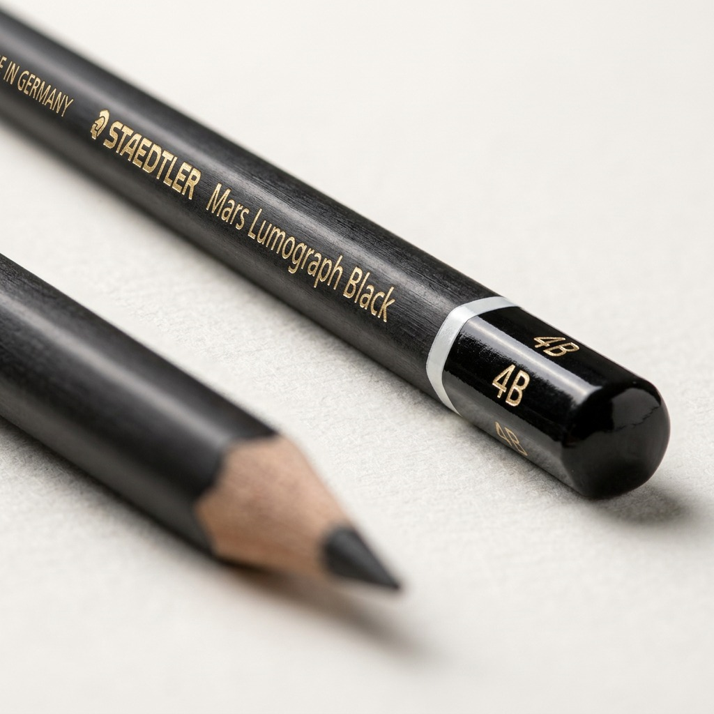 STAEDTLER Mars Lumograph – Crayon graphite 4B, réf. 100B-4B-M — gros plan des détails