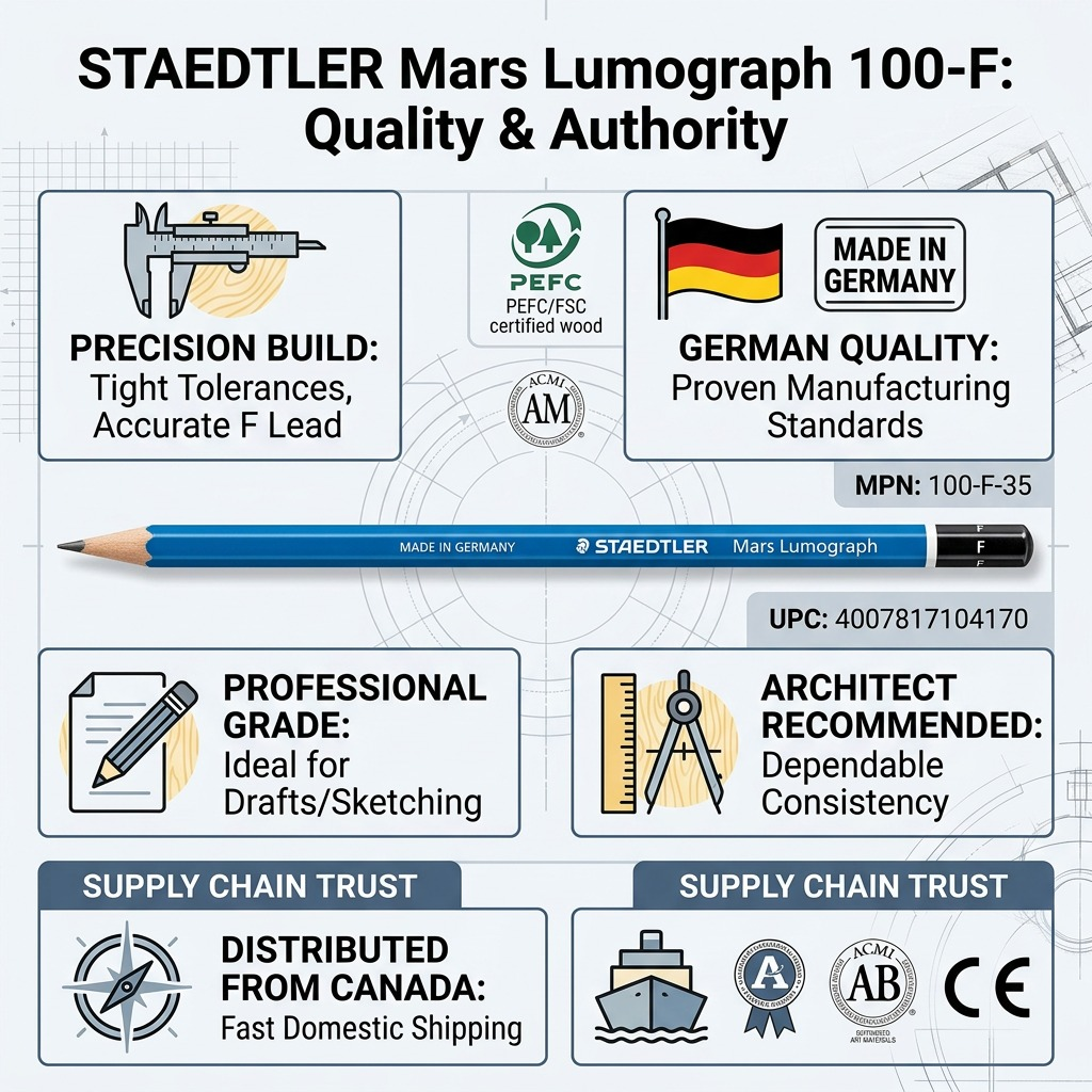 STAEDTLER Mars Lumograph – Crayon graphite F, réf. 100-F-35 — vue du produit 8